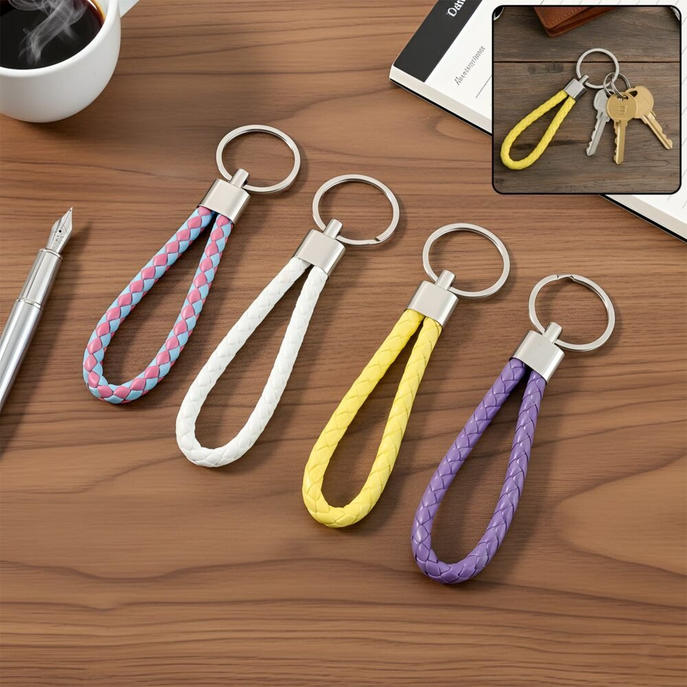 Braided Loop Keychain Set – Stylish 4-Piece Key Organizer
