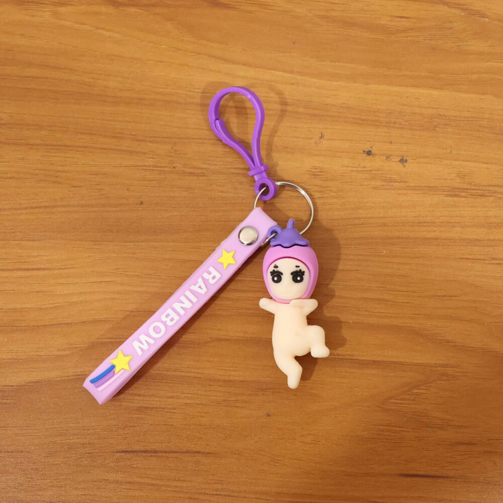 Baby Doll Silicone Keychain – Soft Cute Cartoon Charm