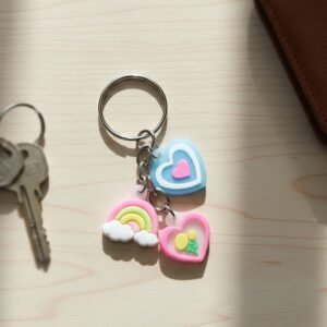 Keychain03-02.jpg Heart & Rainbow Charm Keychain – Playful Multi-Charm Accessory