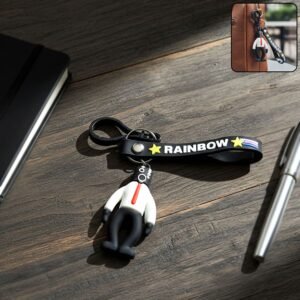 Cartoon Man Keychain – Lightweight with Rainbow Strap