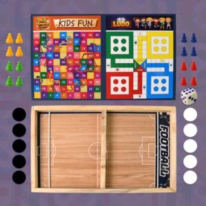 Wooden Board Game Set 3-in-1 – Durable Foldable Fun