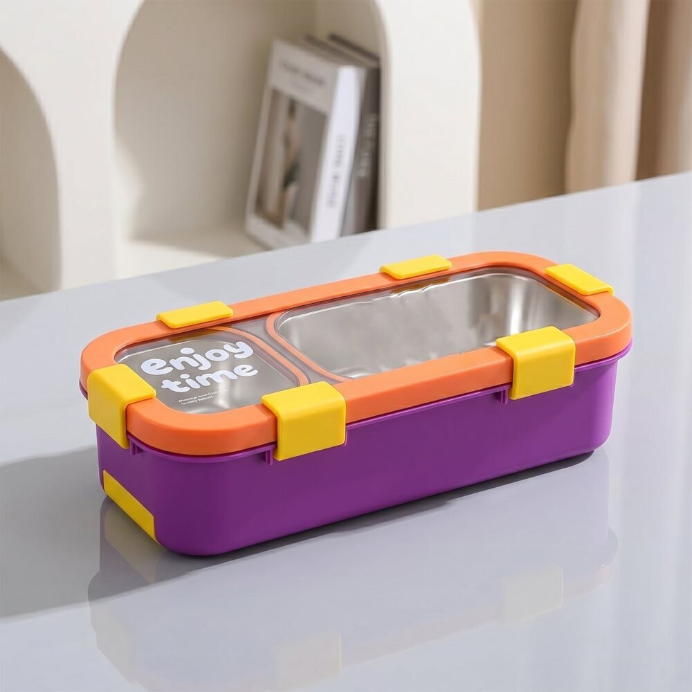 Kidslunchbox-02_df58b7e5-0873-4c78-aaab-6ba3a80329c9.jpg Stainless Steel Leak-Proof Lunch Box – 2 Compartments & Secure Seal
