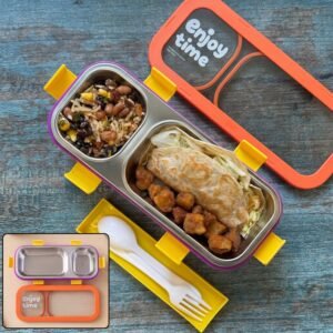 Stainless Steel Leak-Proof Lunch Box – 2 Compartments & Secure Seal