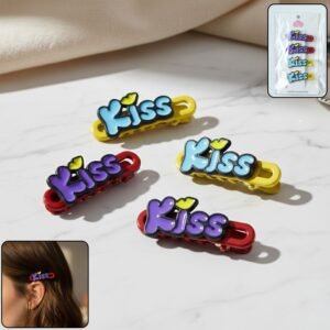 KissHairClip-WOSKU-01.jpg Kiss Text Hair Clip Set – Trendy 4-Piece Decorative Hair Accessories