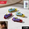 Kiss Text Hair Clip Set – Trendy 4-Piece Decorative Hair Accessories