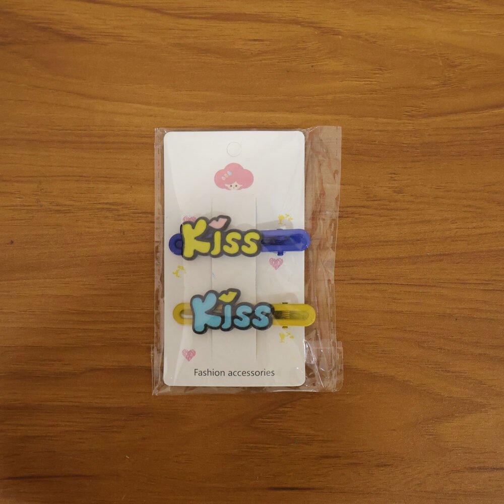 KissHairClip-live_3633322a-145d-4a44-b987-74abfded5d49.jpg Kiss Text Hair Clip Set – Cute & Playful 2-Piece Snap Clips