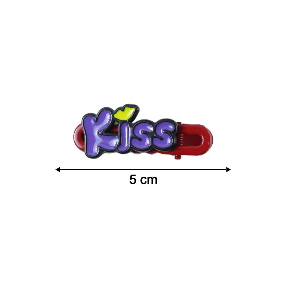 Kiss Text Hair Clip Set – Trendy 4-Piece Decorative Hair Accessories
