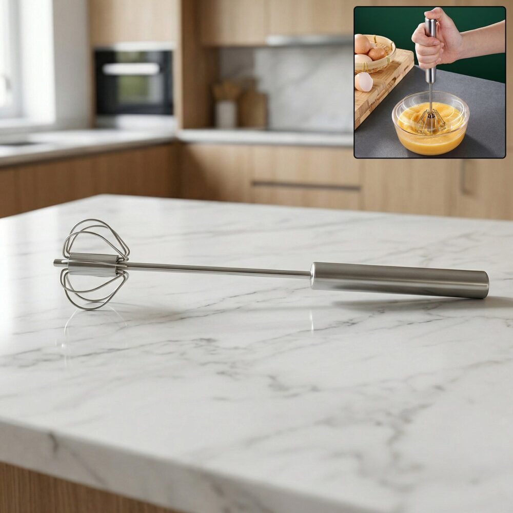 Stainless Steel Hand Push Rotary Whisk – Effortless Mixing Tool