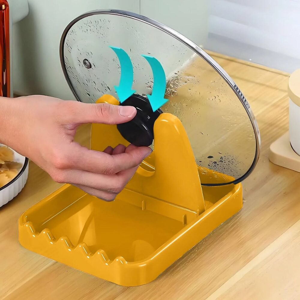 Kitchen Lid & Spoon Holder Stand – Compact & Heat-Resistant