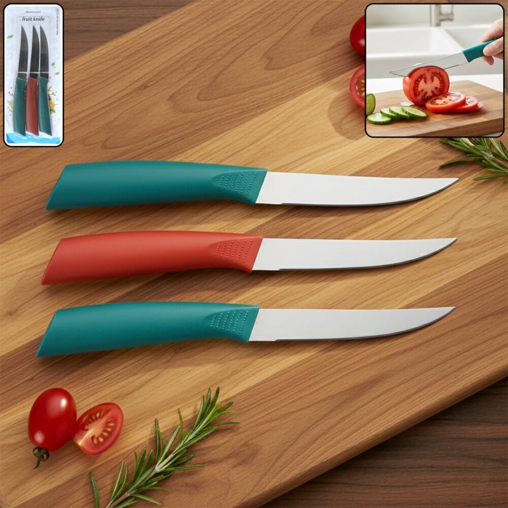 Stainless Steel Fruit Knife Set – Sharp & Ergonomic 3-Piece
