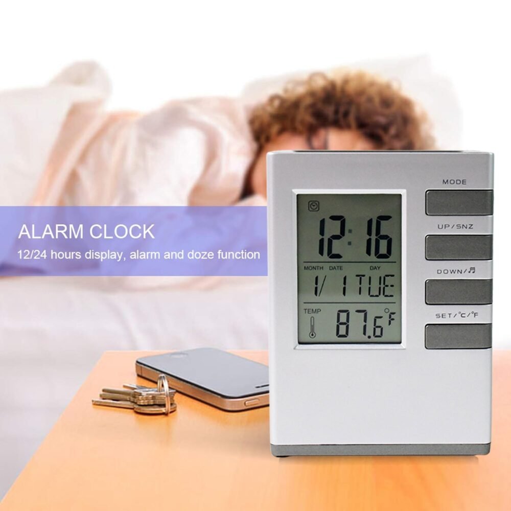 Digital Desk Clock – Multifunction with Pen Holder & Temp Display