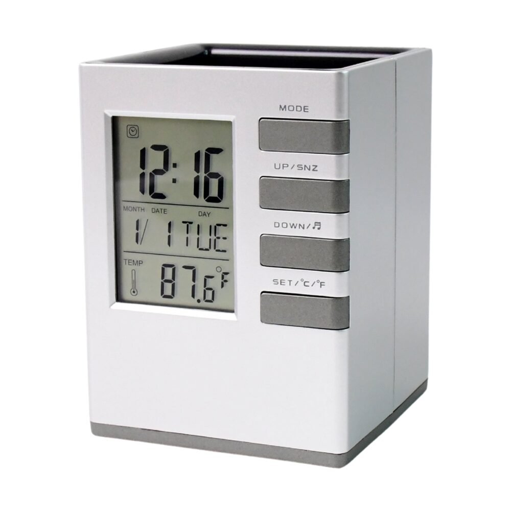 Digital Desk Clock – Multifunction with Pen Holder & Temp Display