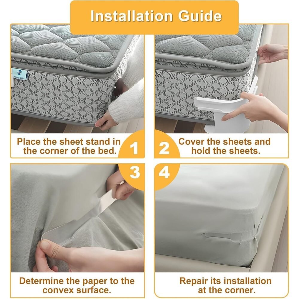Bed Sheet Holders – Strong Grip Plastic Clips for Mattress (4 Pc Set)