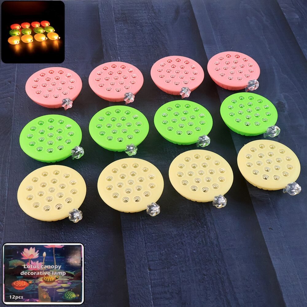 Lotus Canopy LED Decorative Lamps – Set of 12 Multicolor Flameless Lights