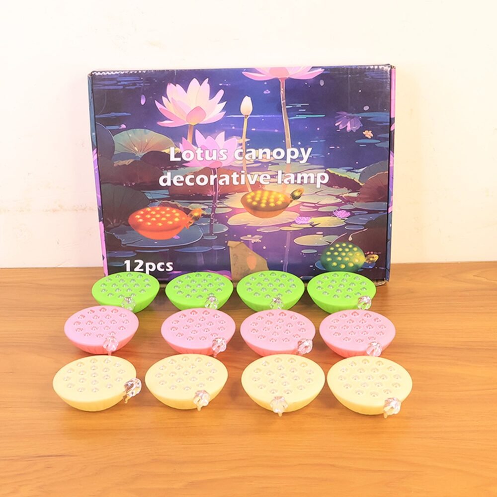 Lotus Canopy LED Decorative Lamps – Set of 12 Multicolor Flameless Lights