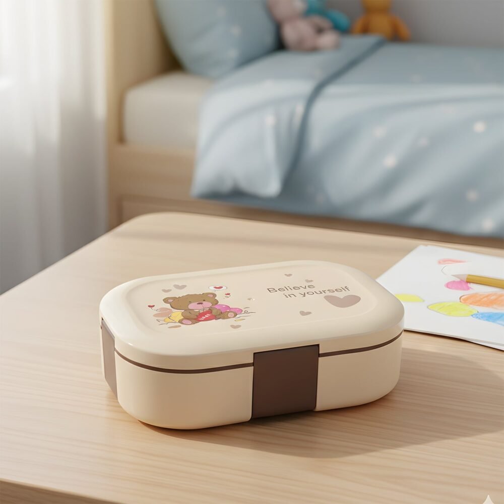 Lunch-Box-03_bde14671-f4ba-4cc5-9881-35d5c71bdbe1.jpg Kids Lunch Box – Cute Teddy Printed 500 ML with Stainless Steel Containers