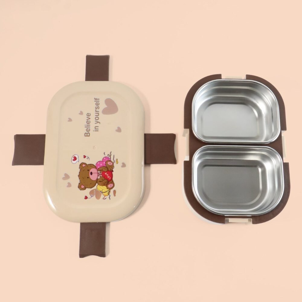 Lunch-Box-06_76fbd15d-be4b-4786-b157-577027c6fdb5.jpg Kids Lunch Box – Cute Teddy Printed 500 ML with Stainless Steel Containers
