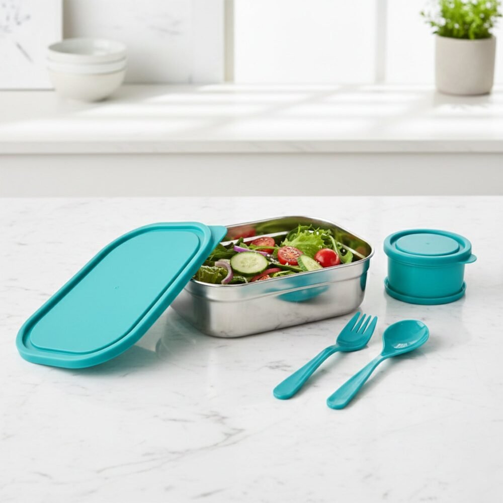 Stainless Steel Lunch Box Set – Leak-Resistant with Cutlery