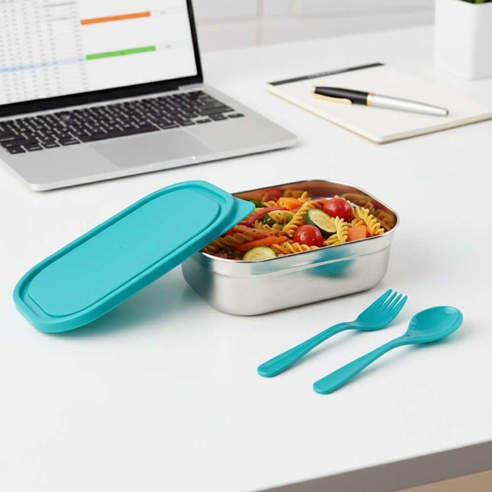 Stainless Steel Lunch Box Set – Leak-Resistant with Cutlery