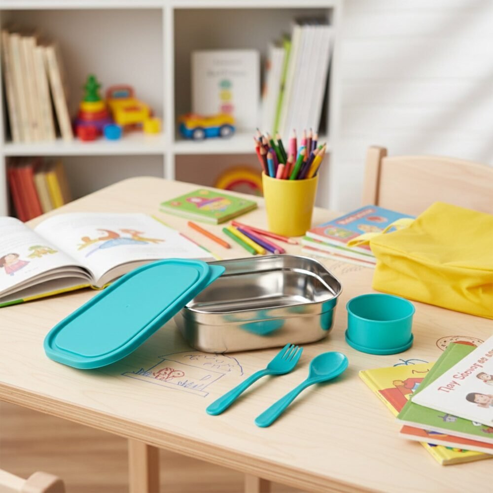 Stainless Steel Lunch Box Set – Leak-Resistant with Cutlery