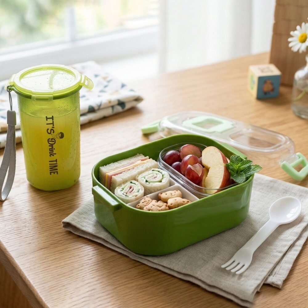 Lunchboxandbottlecombo-06.jpg Leakproof Lunch Box Set – BPA-Free with Tumbler & Cutlery
