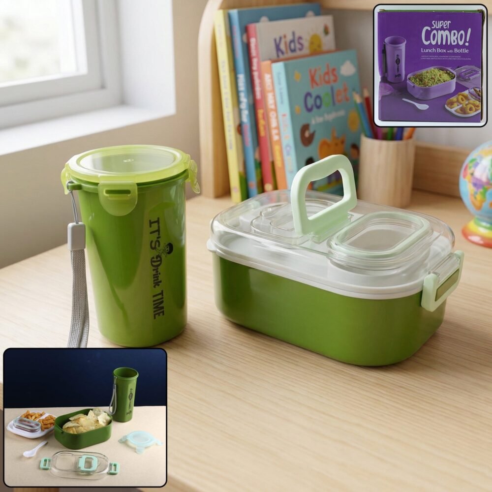 Lunchboxandbottlecombo-WOSKU-01.jpg Leakproof Lunch Box Set – BPA-Free with Tumbler & Cutlery
