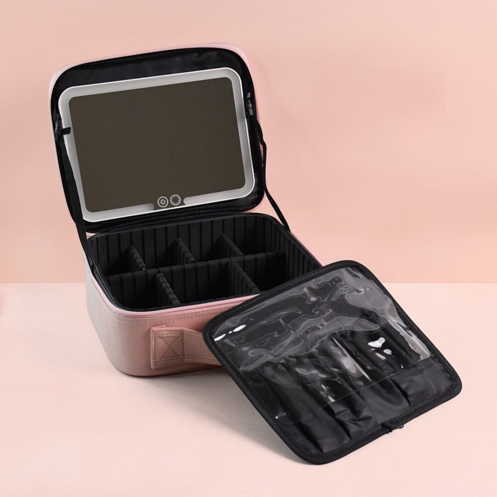 LED Light Makeup Organizer Box – USB Rechargeable & Portable