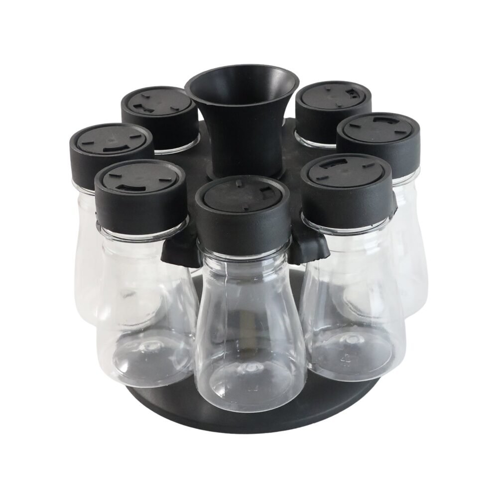 Revolving Plastic Spice Rack – 8 Jars with Rotating Stand