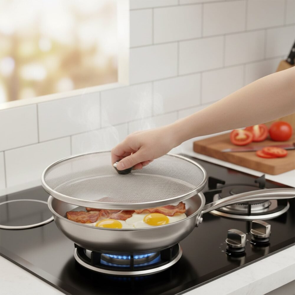 Mesh-Net-Cover-for-Cooking-02.jpg Food Net Cover Lid – 8 Inch Stainless Steel Splatter Guard