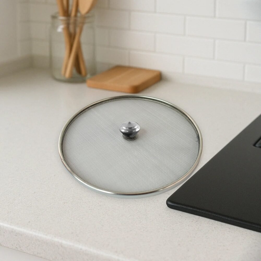 Mesh-Net-Cover-for-Cooking-04.jpg Food Net Cover Lid – 8 Inch Stainless Steel Splatter Guard