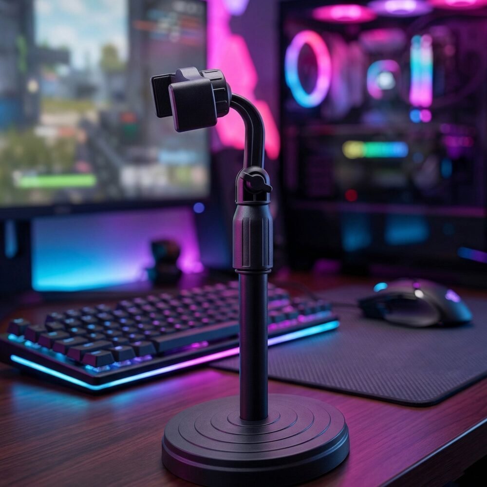MicrophoneStand-05.jpg Adjustable 360° Rotating Phone Holder – Stable, Universal Fit for Desk