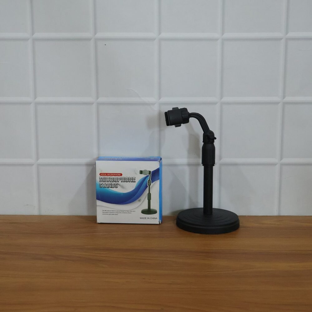 MicrophoneStand-live.jpg Adjustable 360° Rotating Phone Holder – Stable, Universal Fit for Desk