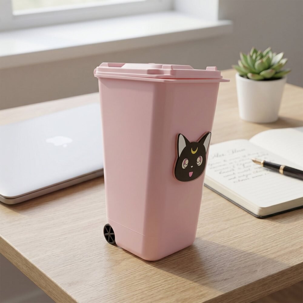 Mini Trash Can Pen Stand – Cute Desk Organizer with Lid