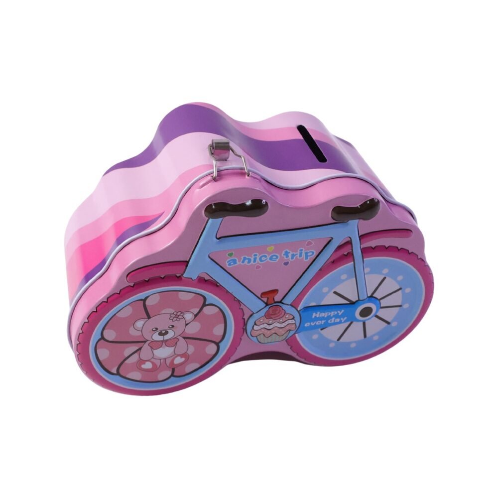 Bicycle Shape Piggy Bank – Colourful Kids’ Saving Toy with Lock