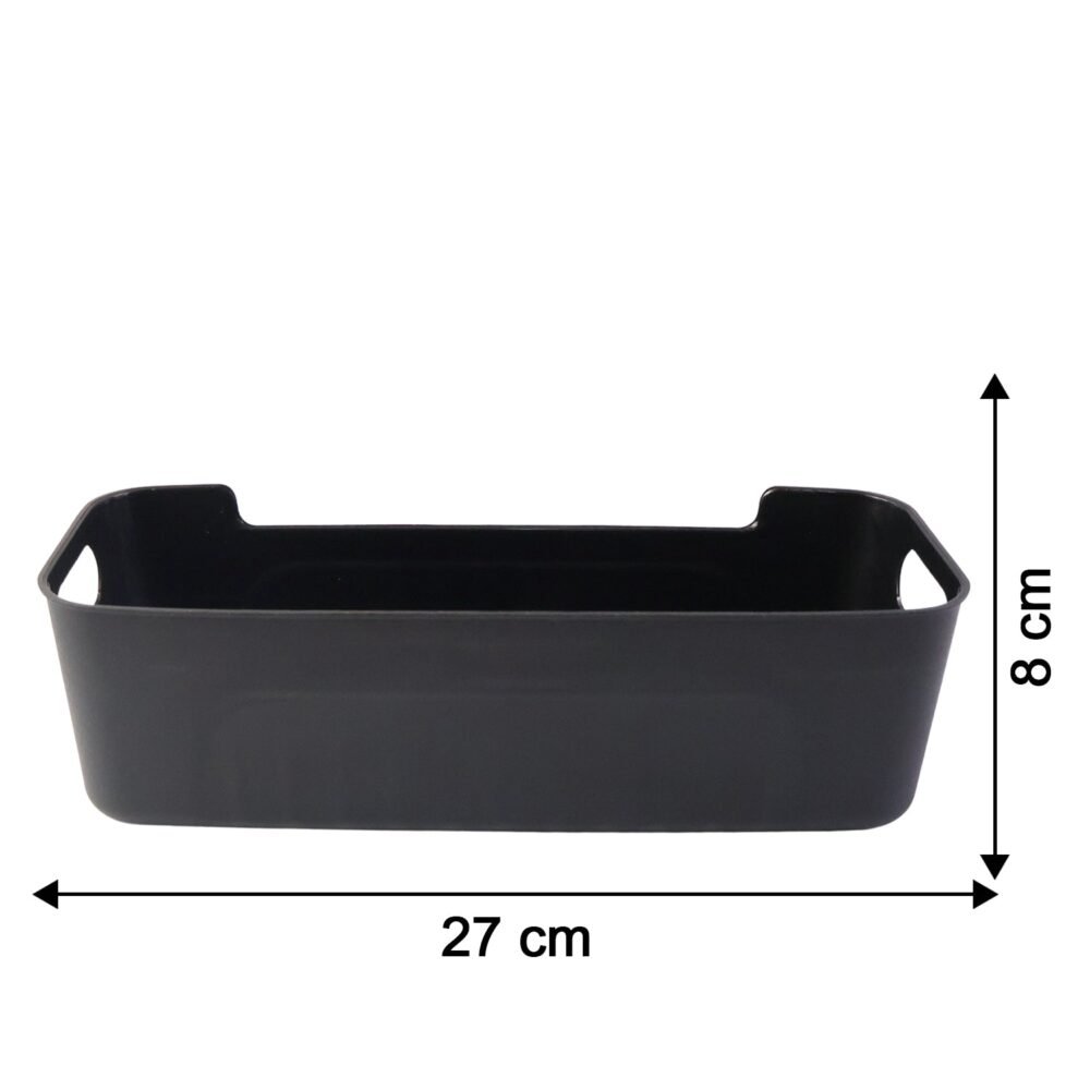 Multi-useBox-size_5f84f5c8-cd24-47cb-8de9-c4e2220f827e.jpg Black Plastic Storage Basket Tray – 4-Piece Stackable Organizer