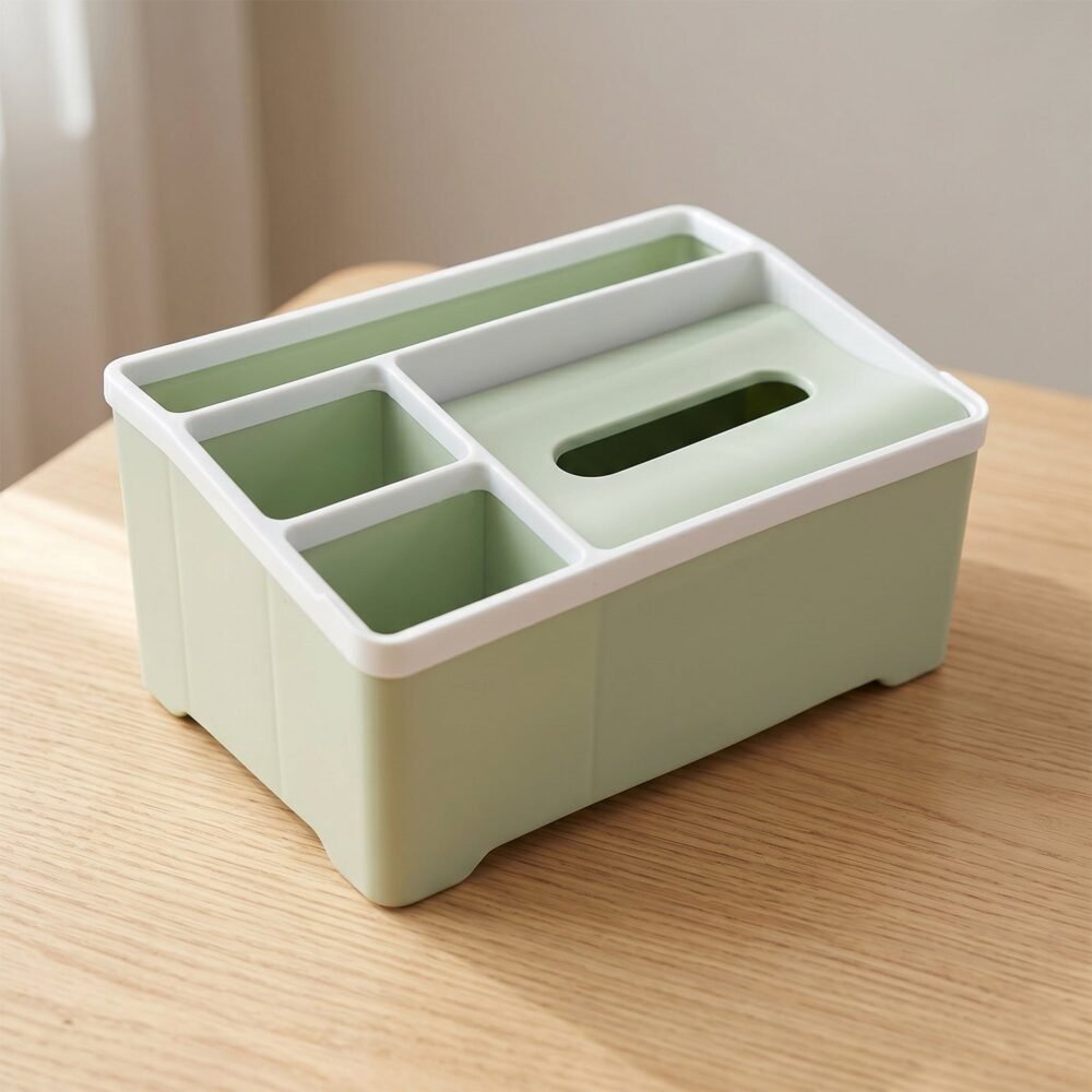 Multipurpose Plastic Organizer Box – Neat Storage with Tissue Holder