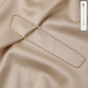 Necklace3-WOSKU-01.jpg Pearl Beaded Long Necklace – Elegant Gold-Tone Chain Jewellery