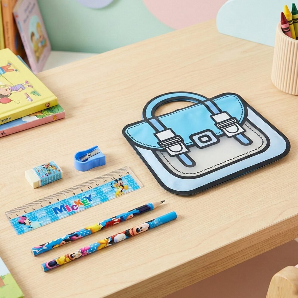 PVCBagsKids-06.jpg Kids Stationery Kit – 5 in 1 Cartoon Style Carry Bag