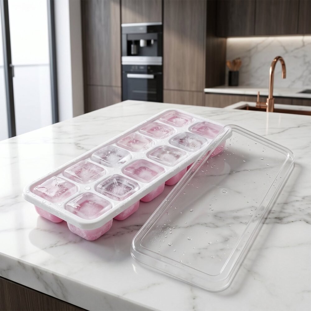 PinkIceCubeTrays-03.jpg Plastic Ice Cube Tray – Durable with Lid for Easy Freezing