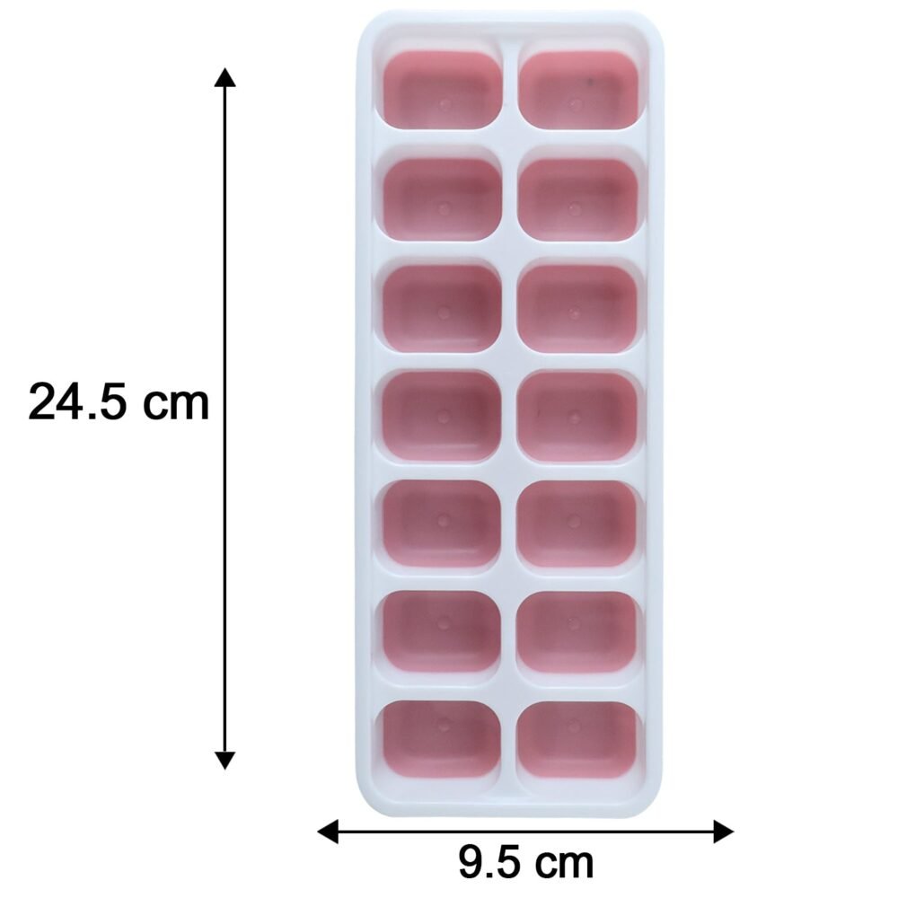 PinkIceCubeTrays-size.jpg Plastic Ice Cube Tray – Durable with Lid for Easy Freezing