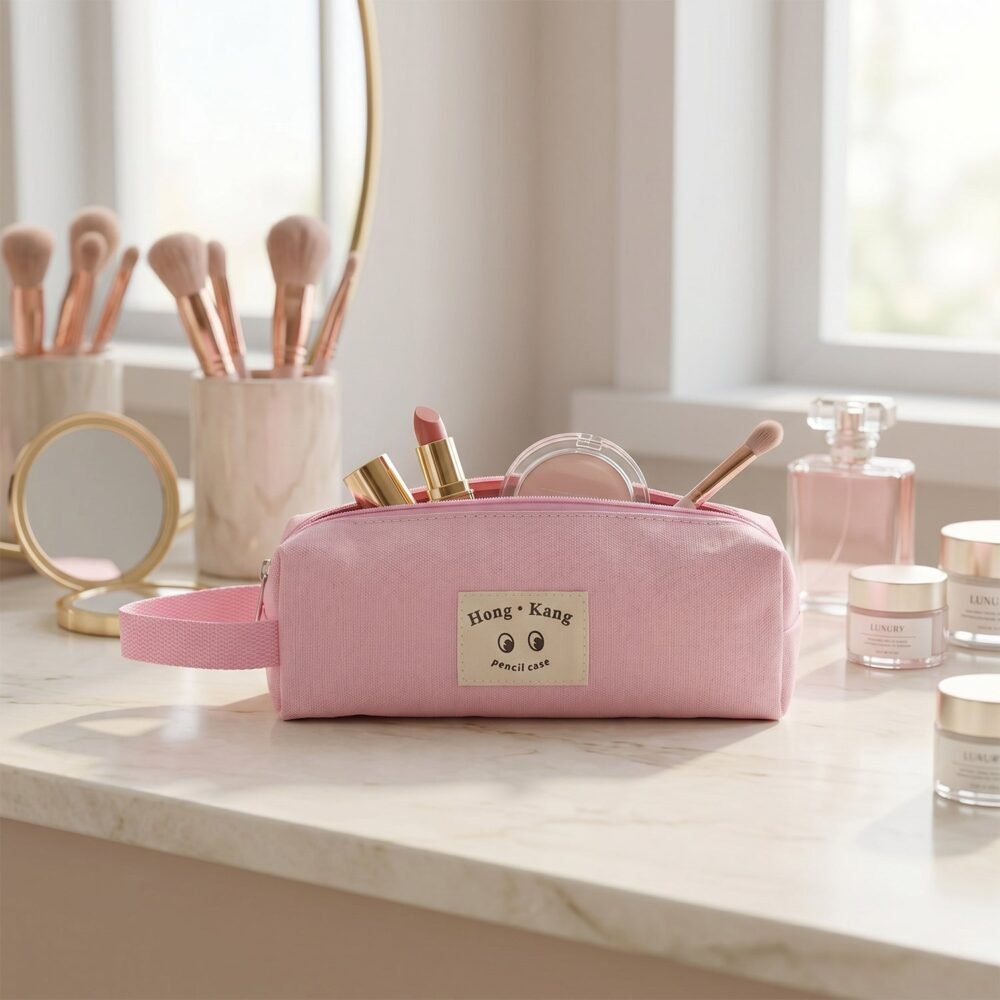 PinkMakeupPouch-06.jpg Multipurpose Zipper Pouch Organizer – Compact & Durable Travel Bag