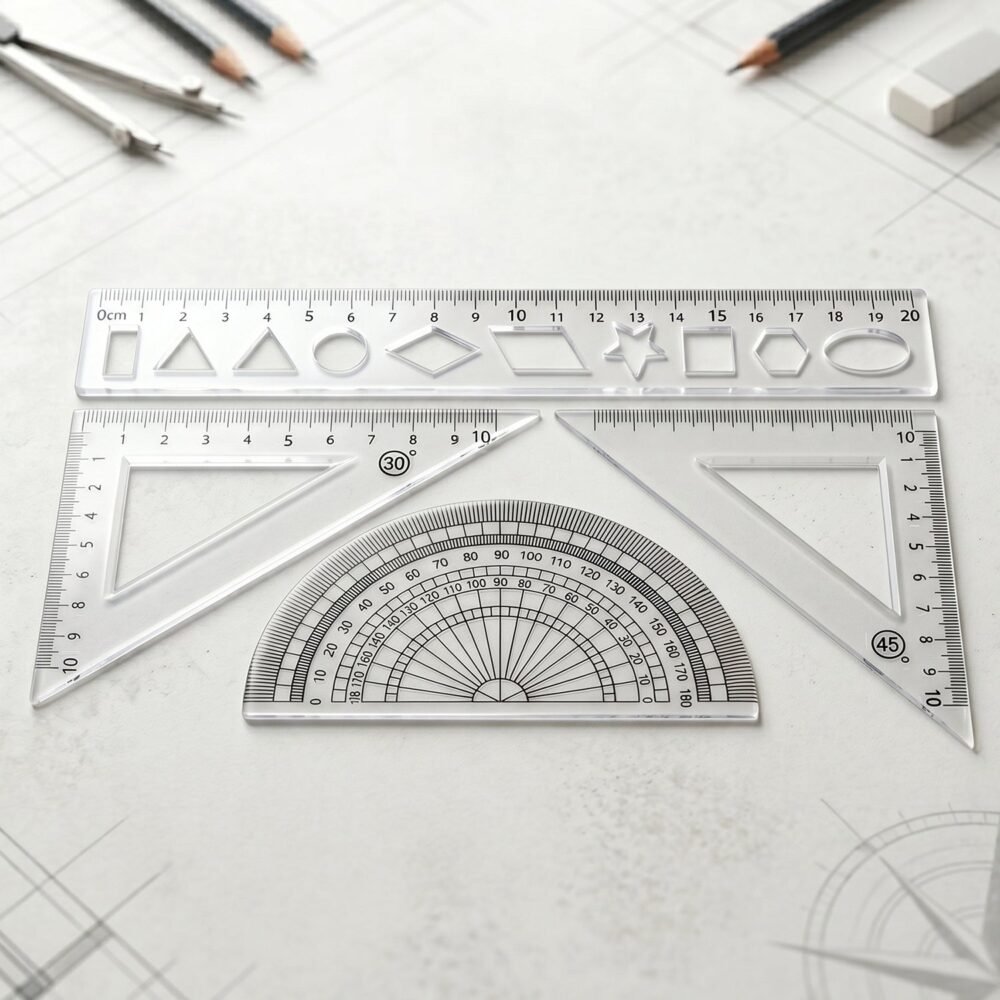 Student Geometry Ruler Set – Accurate 20cm Drawing Tools