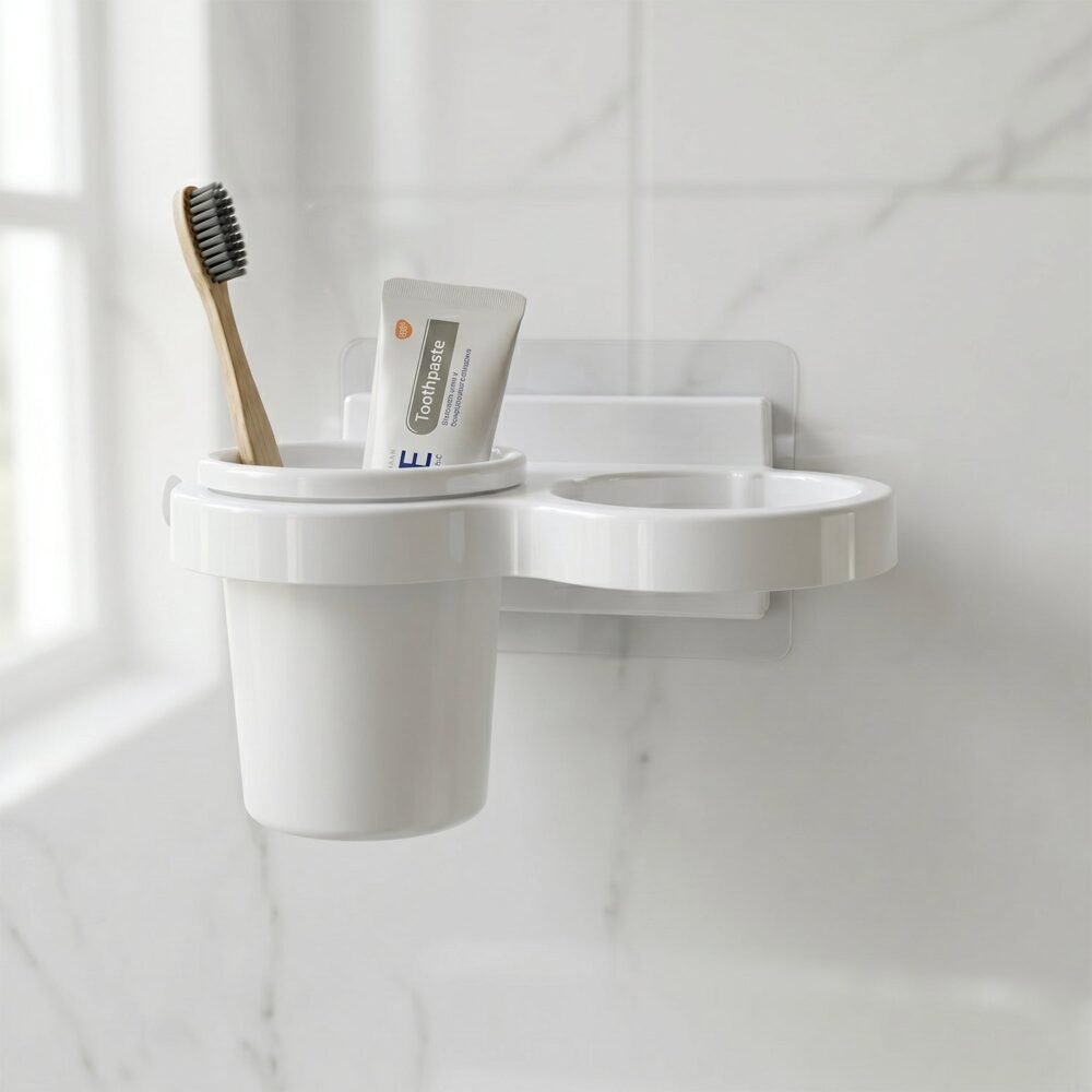 Wall Mounted Toothbrush Holder Set – Space-Saving Bathroom Organizer