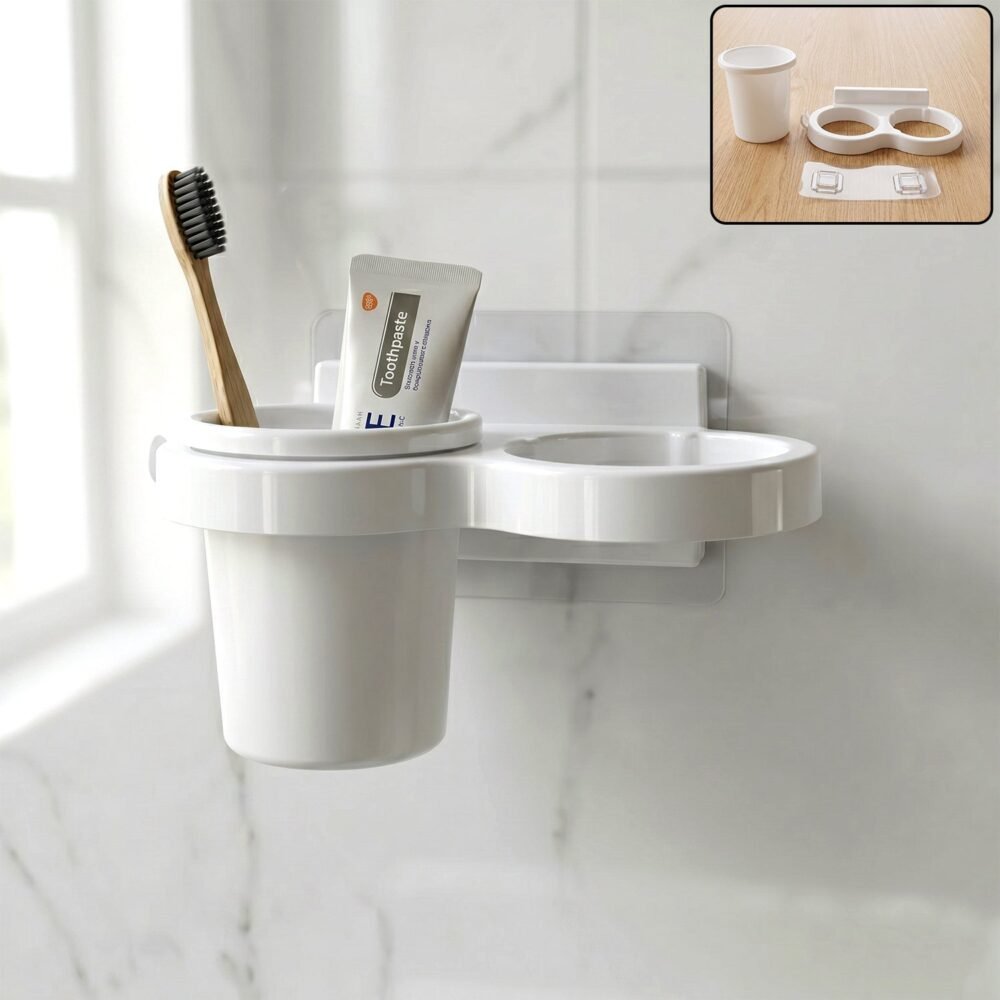 Wall Mounted Toothbrush Holder Set – Space-Saving Bathroom Organizer