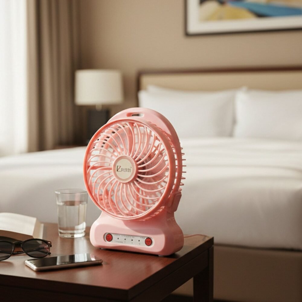 PortableFan-03.jpg Portable USB Rechargeable Desk Fan – Compact Cooling with Speed Control