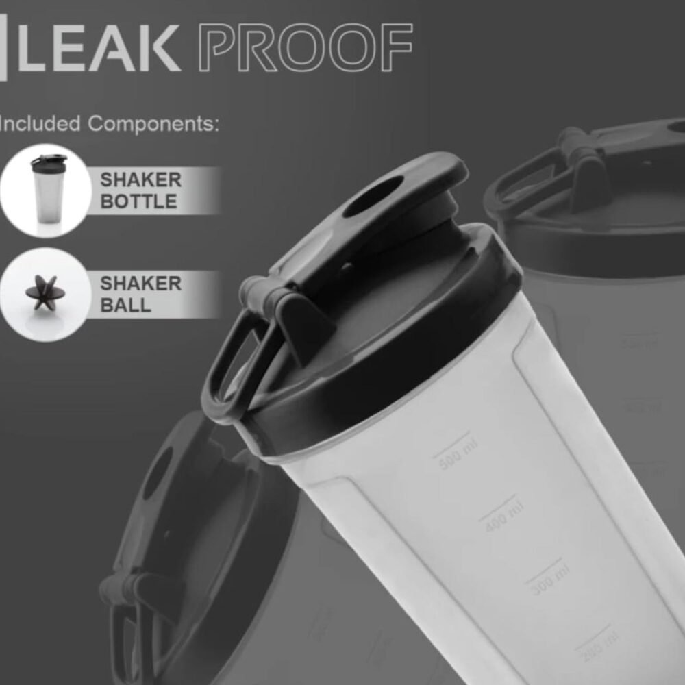 500 ml Plastic Gym Shaker Bottle – Leakproof with Mixing Ball