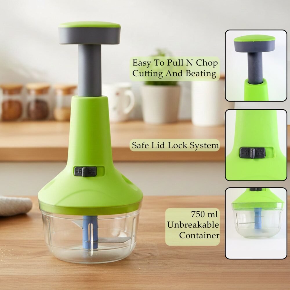 Push-Down Vegetable Chopper – 750 ml High Capacity Manual Cutter