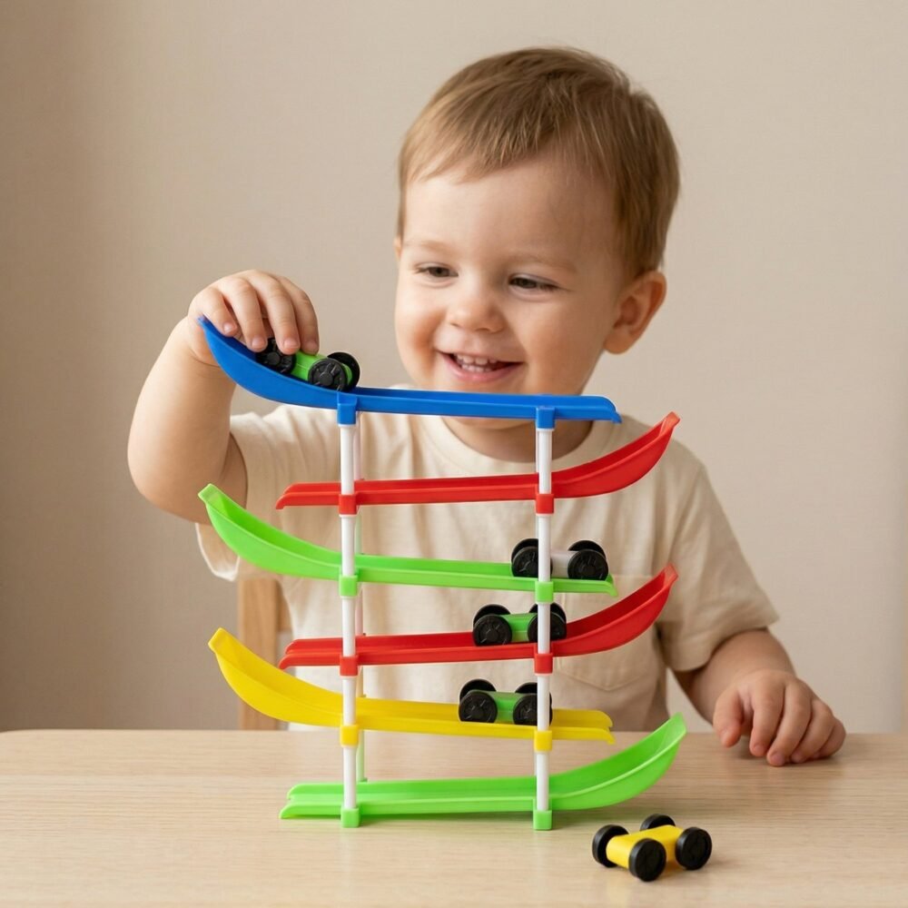Kids Multi-Level Car Racing Track – Enhances Motor Skills & Fun