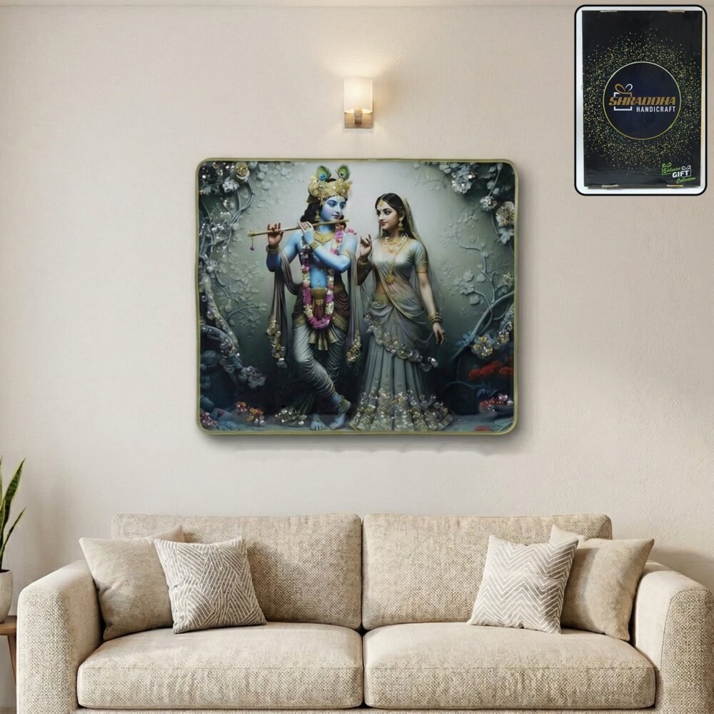 Radha Krishna Wall Frame – Elegant Spiritual Home Decor
