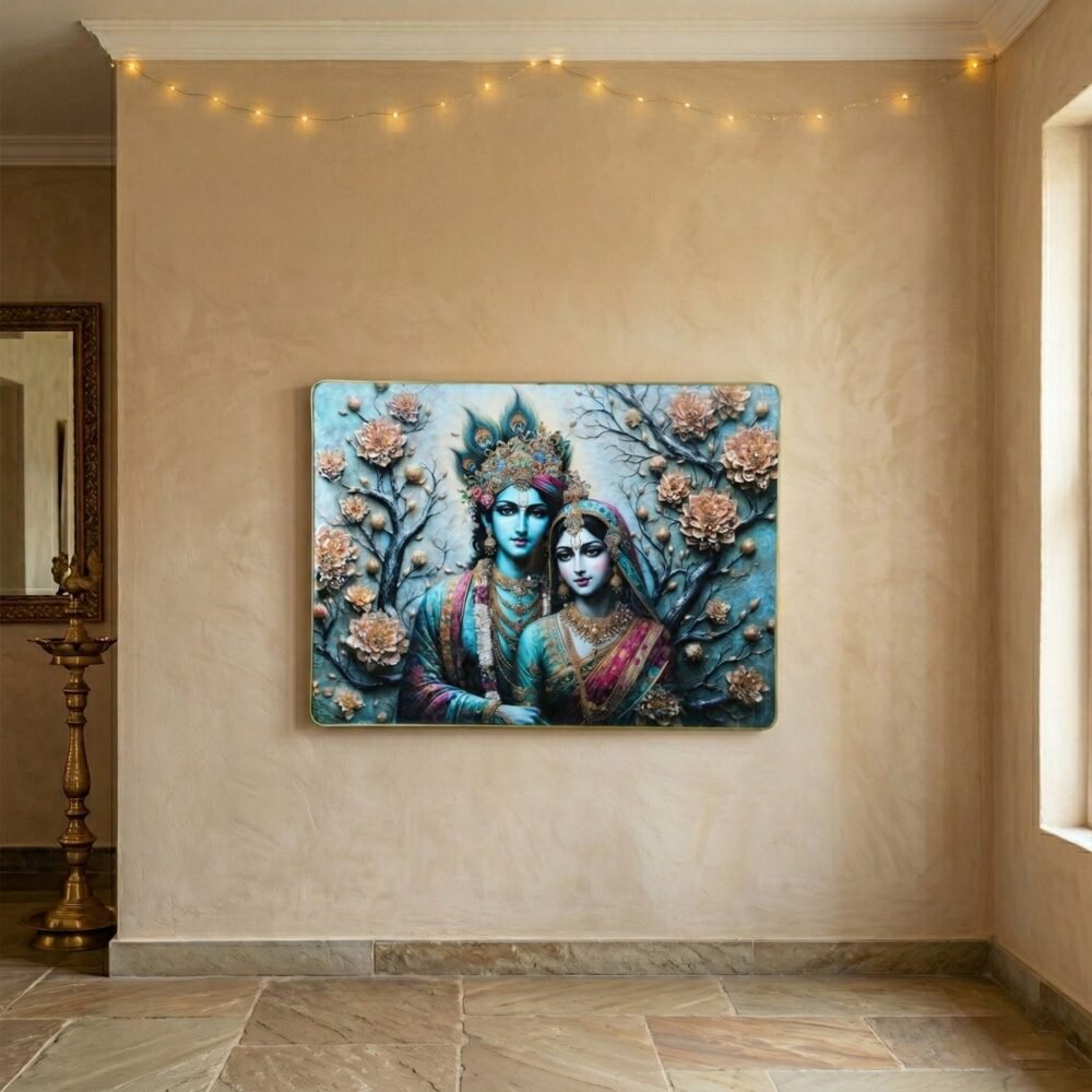 Radha Krishna Wall Frame – Divine Spiritual Decor for Home